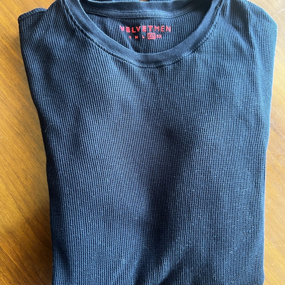 Velvetmen Black Crew Neck Long Sleeve Shirt